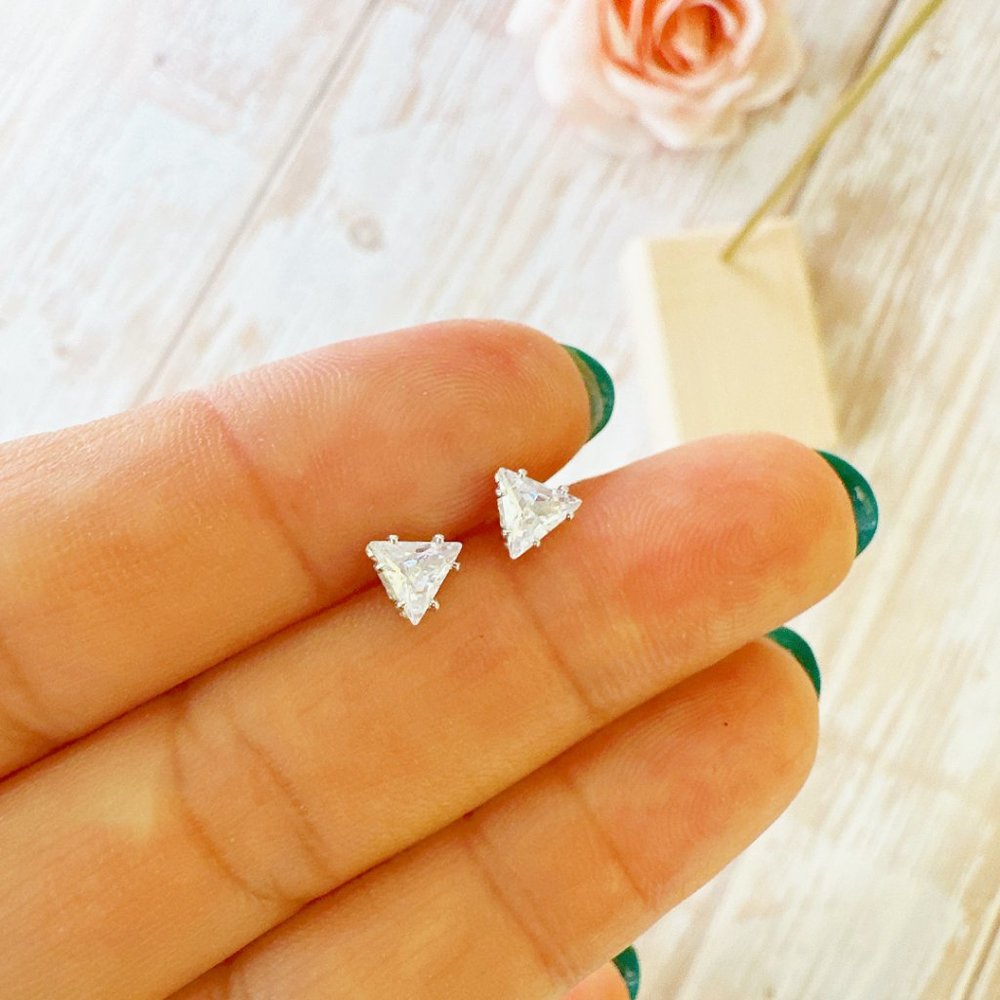 Triangle CZ Stud Earrings